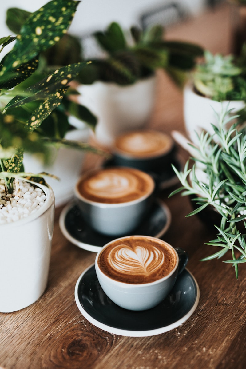 Cappuccino med lattekunst i en keramikkopp